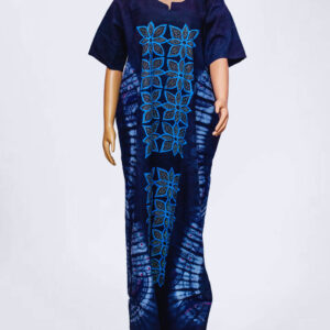Blue Pattern Adire Kampala Long Gown