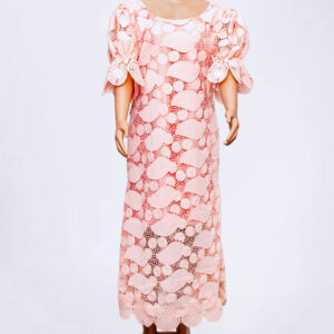 Spring Peach Lace Maxi Dress