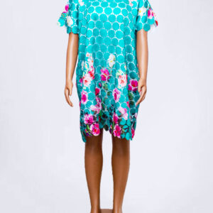 Turquoise Floral Mid Gown