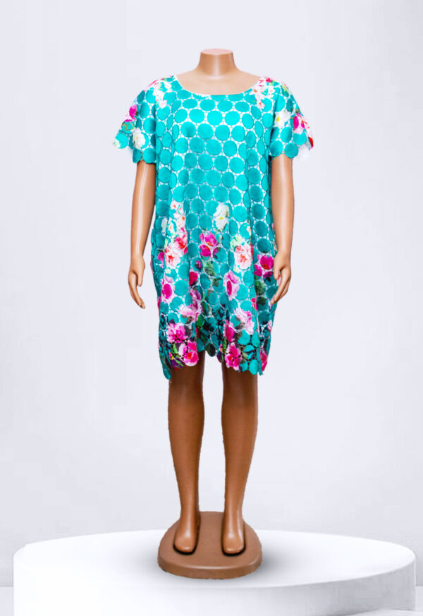 Turquoise Floral Mid Gown