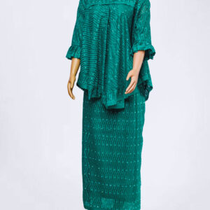 Elegant Forest Green Maxi Skirt & Blouse