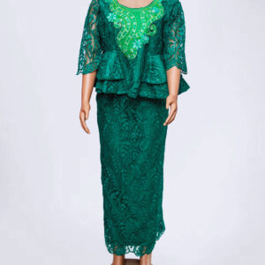Forest Green Lace Skirt and Blouse