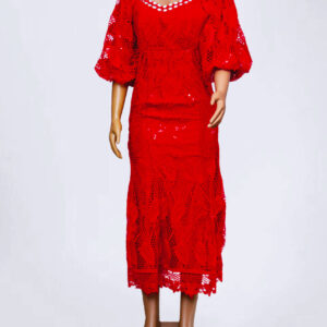 Elegant Red Lace Maxi Dress
