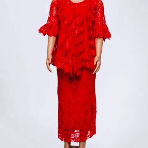 Red Lace Skirt and Blouse