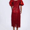 Elegant brown Puffy Sleeve Lace Maxi Dress - Image 2