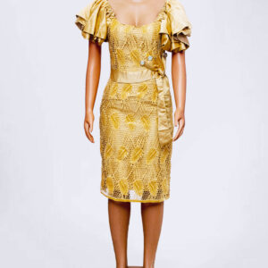 Elegant Beige lace Mid Dress