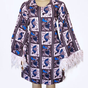A Shape Gown with Feathers