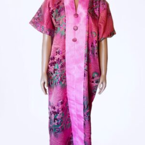 Kaftan Brocade Bubu with Aso Oke Collar and Front Slit