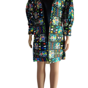 African Women Coat Ankara Print Long Jacket Wax 01