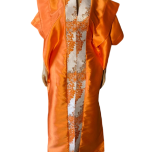 Kaftan Bubu With Pleated Shoulder and Tight Waist (Orange)