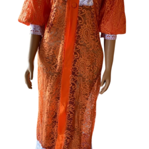 African Women in Lace Kimono Jacket (Orange)