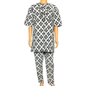 Blank and white Dashiki Print Shirts and  Pants