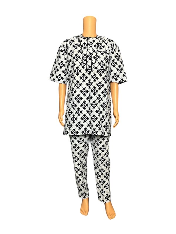 Blank and white Dashiki Print Shirts and  Pants