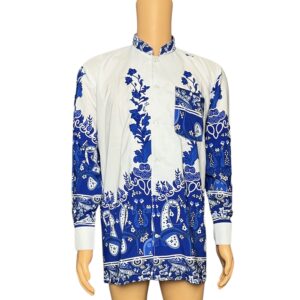 Blue and White Dashiki Print Shirts