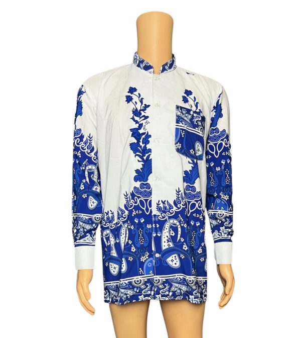 Blue and White Dashiki Print Shirts