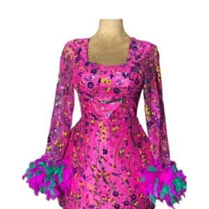 Short Feathered Pink Dress