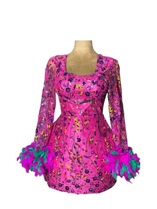 Short Feathered Pink Dress