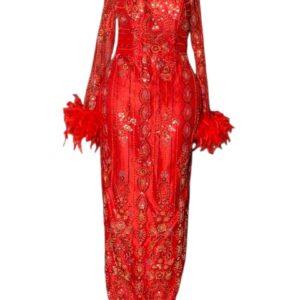 Red Feathered Dress