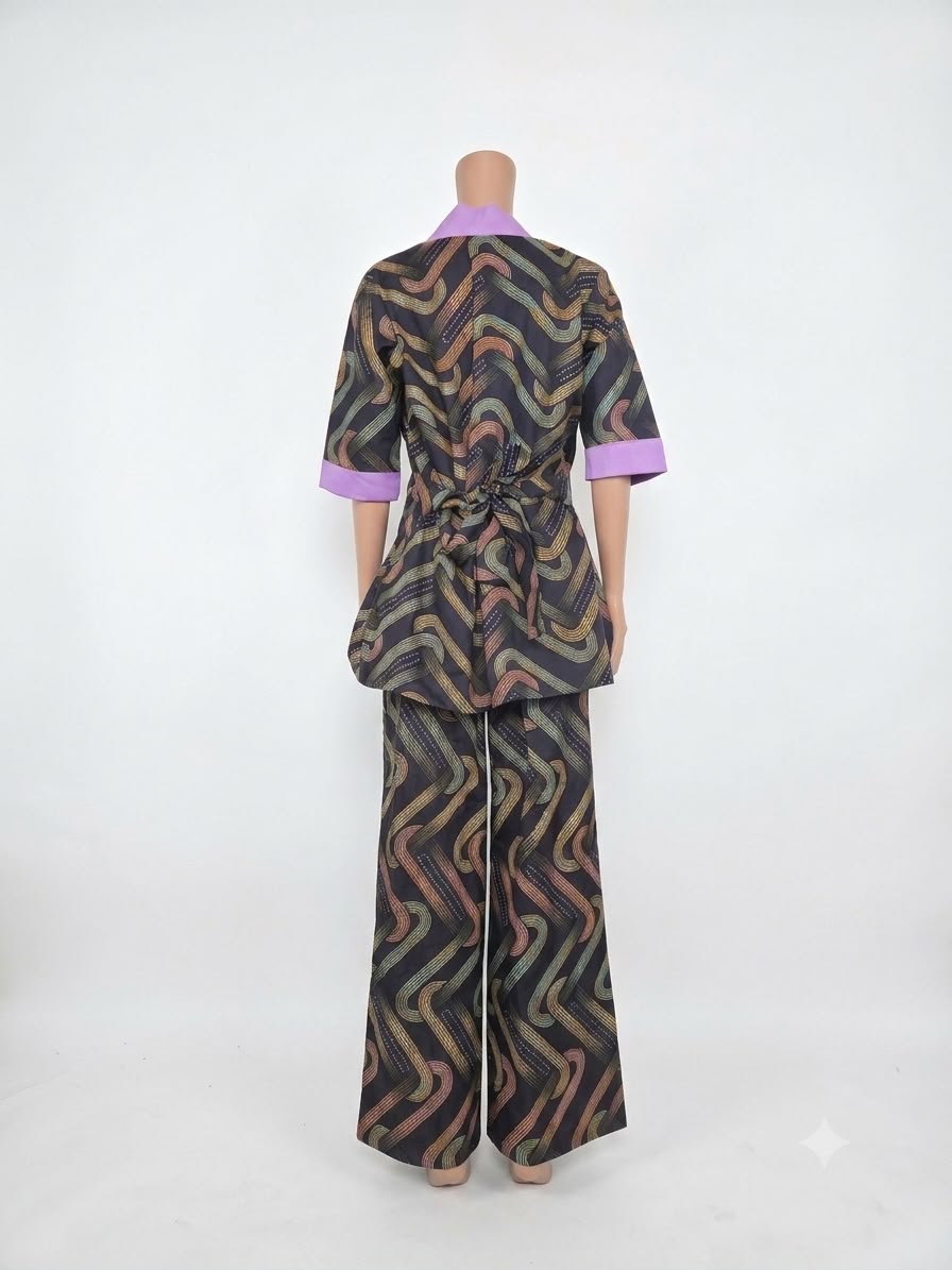 Geometric Abstract Print 2-Piece Lounge Set - Image 2