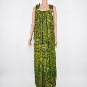 Forest Green African Print Sleeveless Kaftan Gown