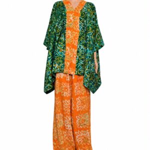 Abstract Floral Adire 2-Piece Tunic and Trousers Set