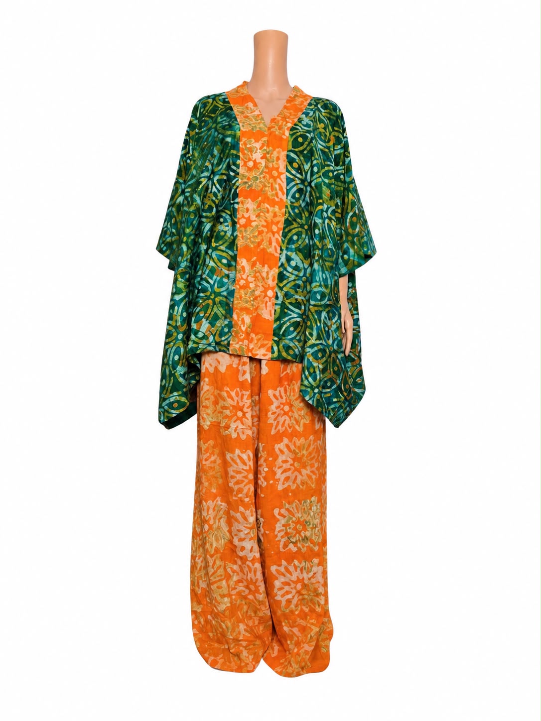 Abstract Floral Adire 2-Piece Tunic and Trousers Set